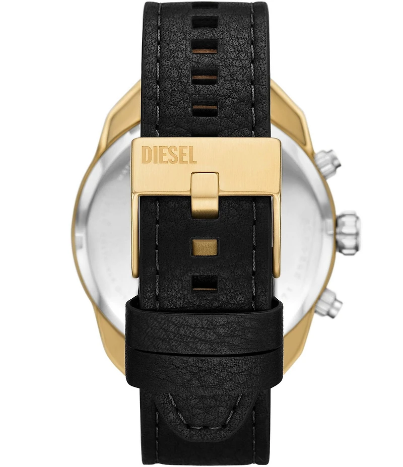 Diesel Men's Spiked Chronograph Black Leather Strap Watch