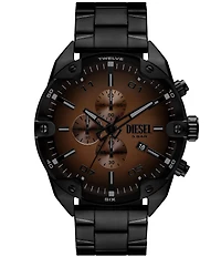 Diesel Men's Spiked Chronograph Black Tone Stainless Steel Bracelet Watch