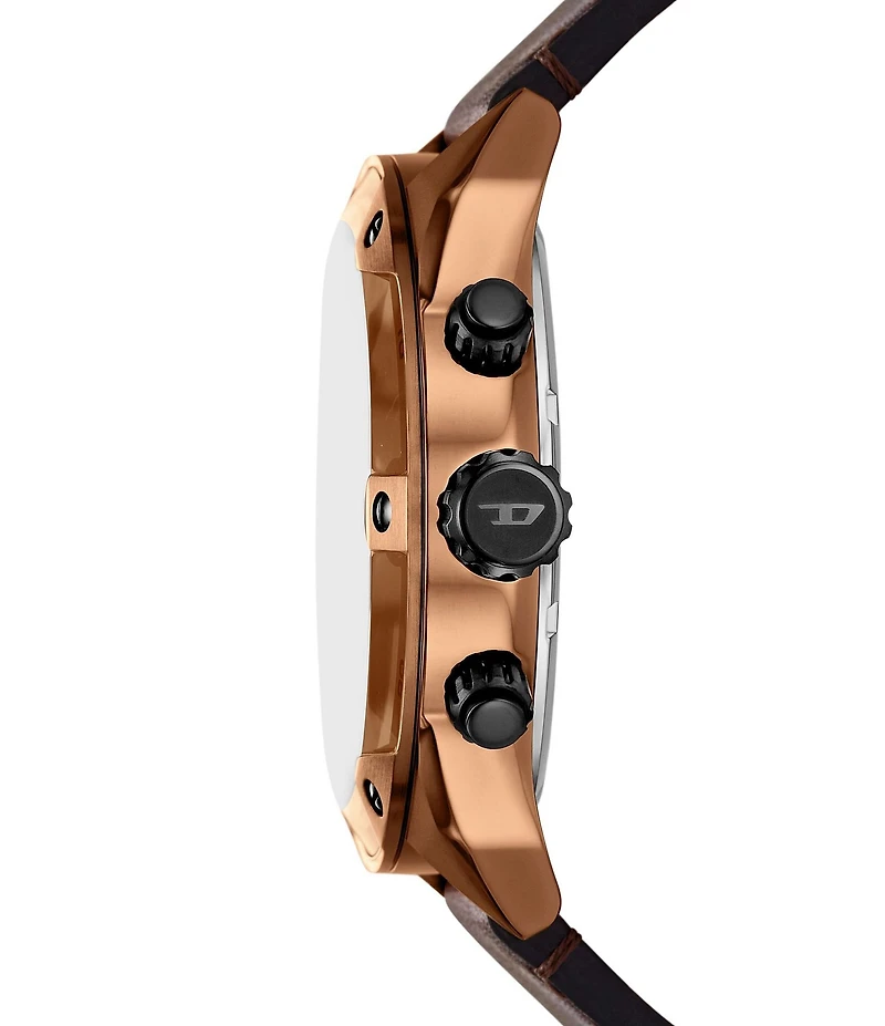 Diesel Men's Spiked Chronograph Brown Leather Strap Watch