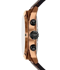 Diesel Men's Spiked Chronograph Brown Leather Strap Watch