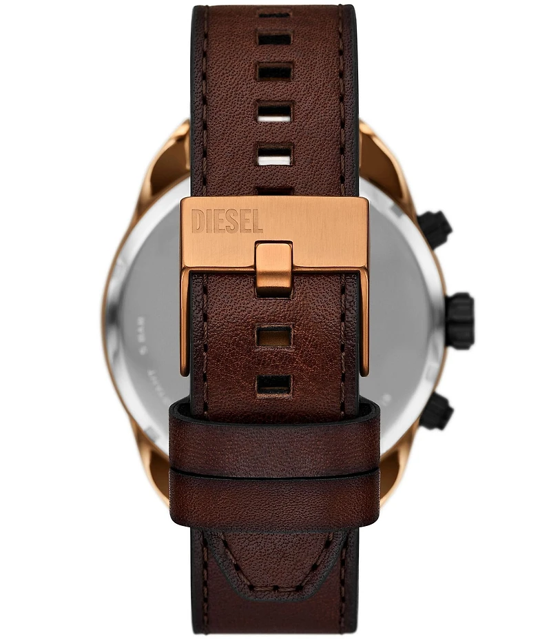 Diesel Men's Spiked Chronograph Brown Leather Strap Watch