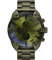 Diesel Men's Spiked Chronograph Green Tone Stainless Steel Bracelet Watch