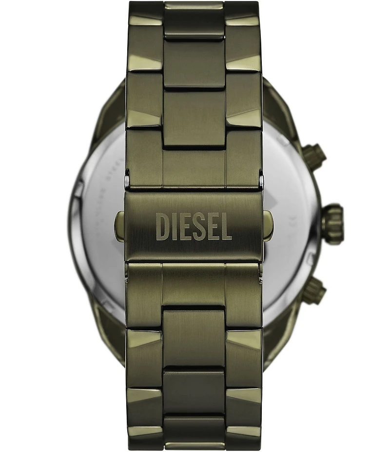 Diesel Men's Spiked Chronograph Green Tone Stainless Steel Bracelet Watch