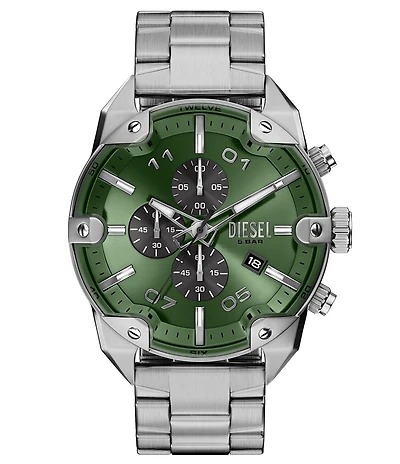 Diesel Men's Green Spiked Chronograph Stainless Steel Bracelet Watch