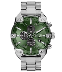 Diesel Men's Green Spiked Chronograph Stainless Steel Bracelet Watch