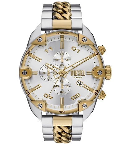 Diesel Men's Spiked Chronograph Two-Tone Braided Stainless Steel Bracelet Watch