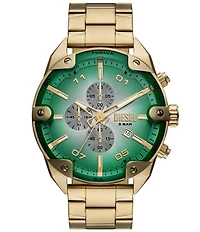 Diesel Men's Spiked Quartz Chronograph Gold-Tone Stainless Steel Bracelet Watch