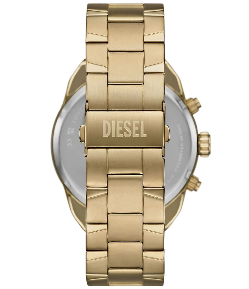 Diesel Men's Spiked Quartz Chronograph Gold-Tone Stainless Steel Bracelet Watch