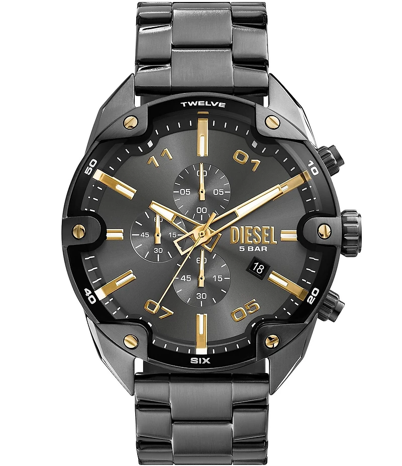 Diesel Men's Spiked Quartz Chronograph Stainless Steel Bracelet Watch