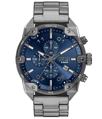 Diesel Men's Spiked Quartz Chronograph Gunmetal Tone Stainless Steel Bracelet Watch