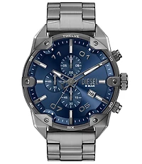 Diesel Men's Spiked Quartz Chronograph Gunmetal Tone Stainless Steel Bracelet Watch