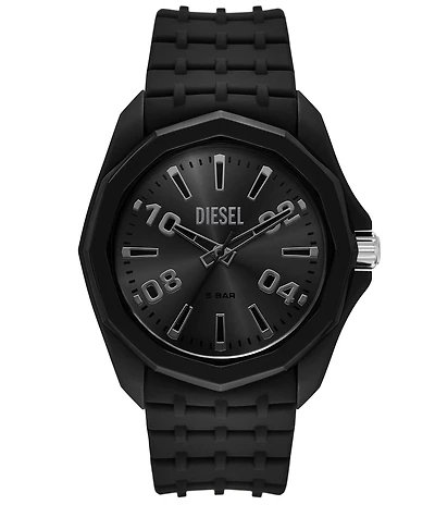 Diesel Men's Stinger Three-Hand Black Silicone Strap Watch