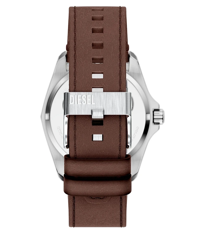 Diesel Men's Stinger Three-Hand Brown Leather Strap Watch