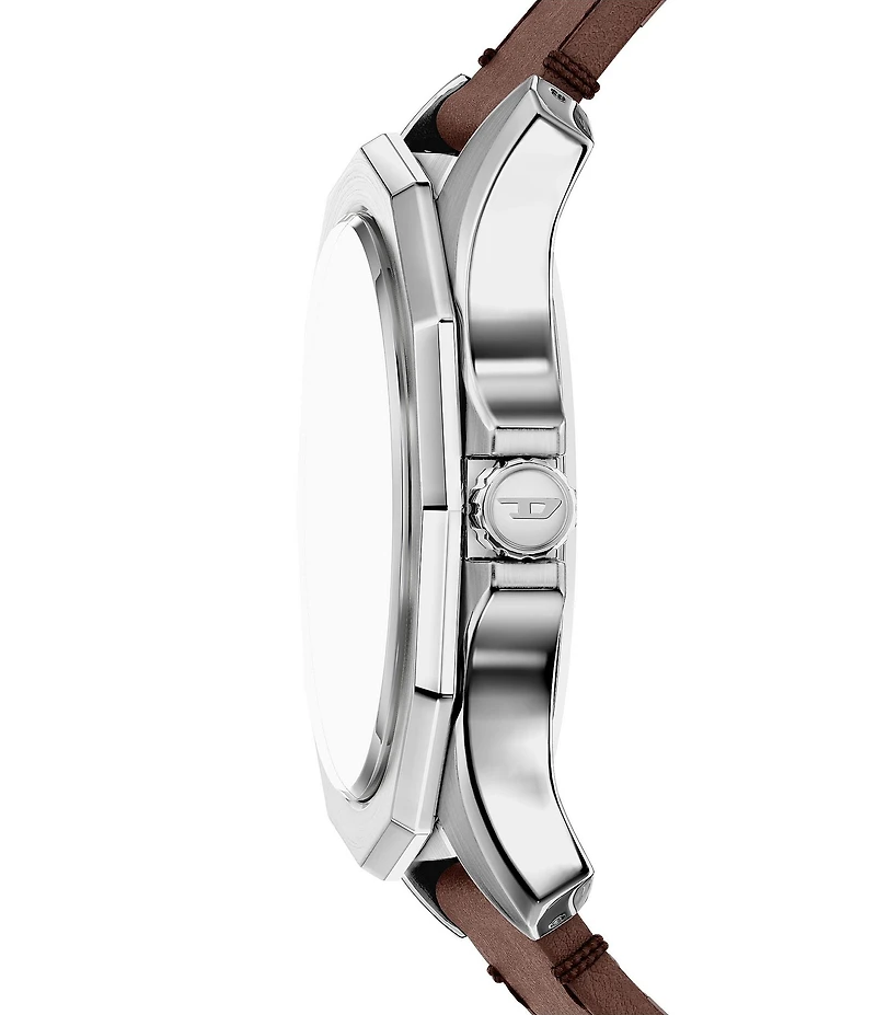 Diesel Men's Stinger Three-Hand Brown Leather Strap Watch