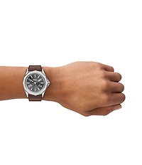 Diesel Men's Stinger Three-Hand Brown Leather Strap Watch