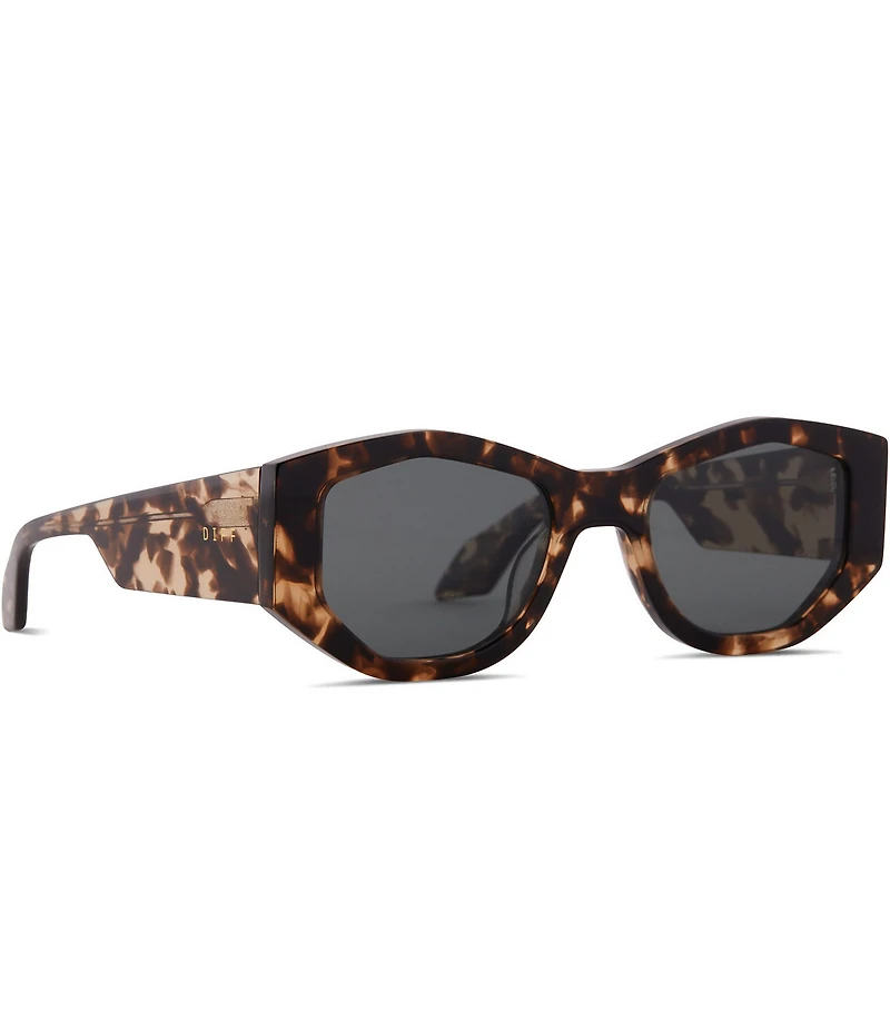 DIFF Eyewear Zoe 52mm Angled Polarized Lens Tortoise Sunglasses