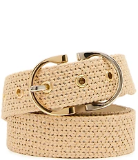 Dillard's Raffia & Midnight Blue Roller Buckle 2-for-1 Belt Set