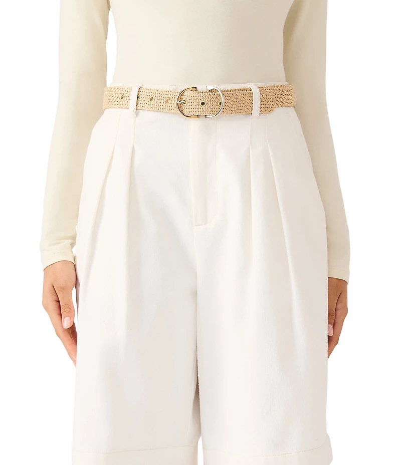 Dillard's Raffia & Midnight Blue Roller Buckle 2-for-1 Belt Set