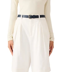 Dillard's Raffia & Midnight Blue Roller Buckle 2-for-1 Belt Set