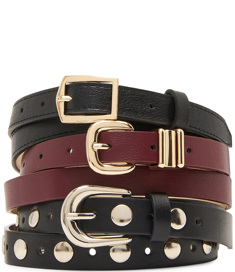 Dillard's 0.86#double; Studded Belt, 0.7#double; Multi Keeper & 0.74#double; Center Bar Buckle 3 For 1 Belt Set