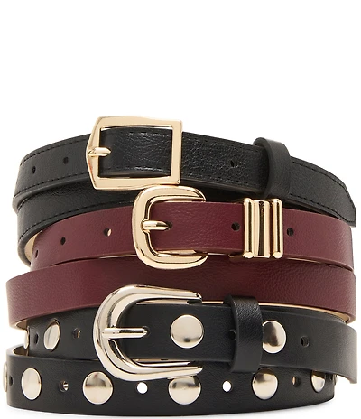 Dillard's 0.86#double; Studded Belt, 0.7#double; Multi Keeper & 0.74#double; Center Bar Buckle 3 For 1 Belt Set