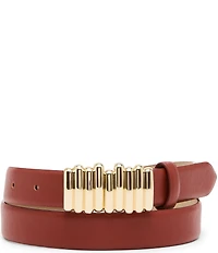 Dillard's 1#double; Ridged Plaque Buckle Belt