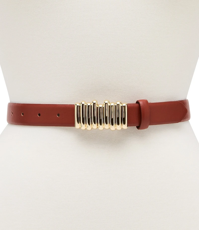 Dillard's 1#double; Ridged Plaque Buckle Belt
