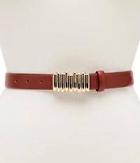 Dillard's 1#double; Ridged Plaque Buckle Belt