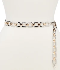 Dillard's 1#double; Square Ring Two Tone Metal Chain Belt