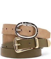 Dillard's 1.14#double; Hammered Oval Buckle And Harness Buckle 2 For 1 Belt Set