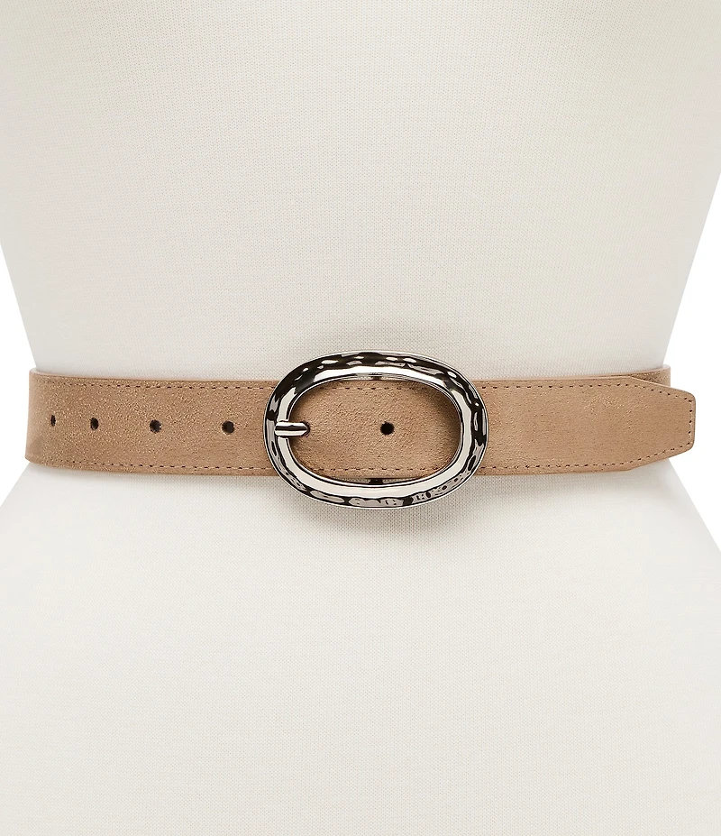 Dillard's 1.14#double; Hammered Oval Buckle And Harness Buckle 2 For 1 Belt Set
