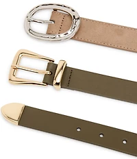 Dillard's 1.14#double; Hammered Oval Buckle And Harness Buckle 2 For 1 Belt Set