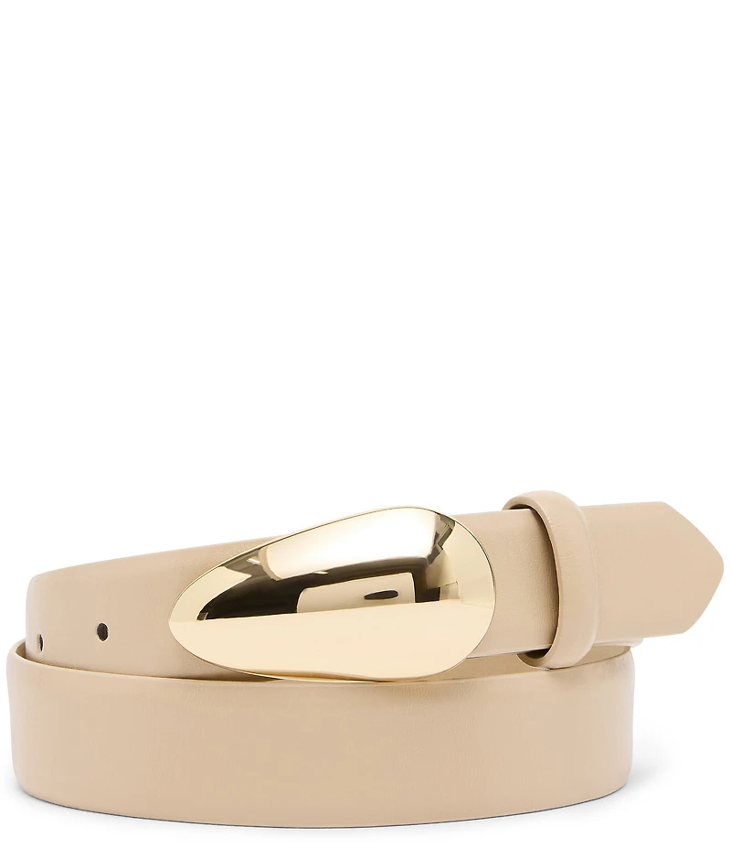 Dillard's 1.18#double; Organic Plaque Buckle Glossy Belt