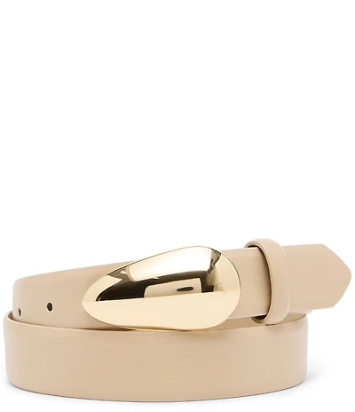 Dillard's 1.18#double; Organic Plaque Buckle Glossy Belt
