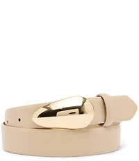 Dillard's 1.18#double; Organic Plaque Buckle Glossy Belt