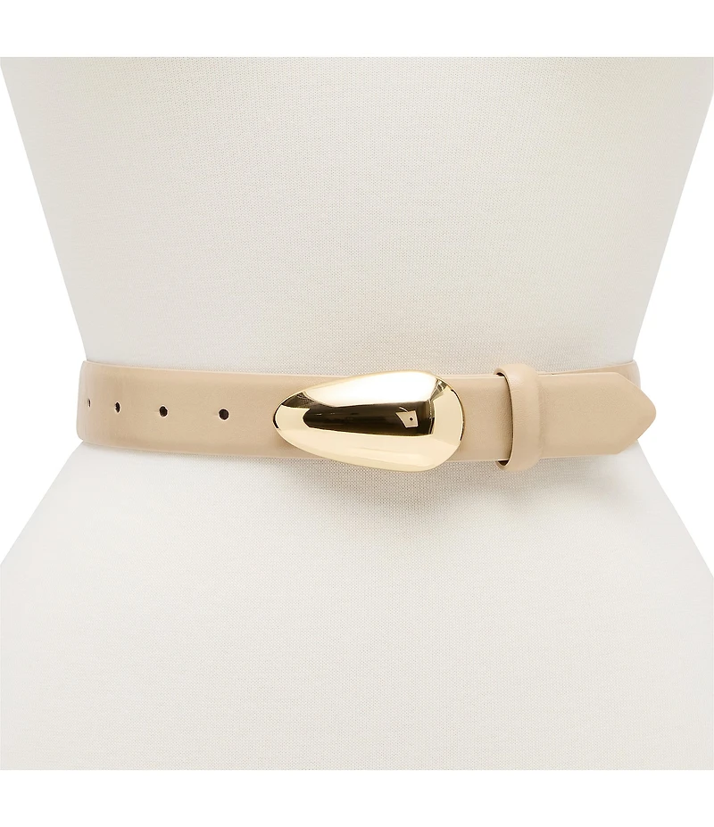 Dillard's 1.18#double; Organic Plaque Buckle Glossy Belt
