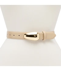 Dillard's 1.18#double; Organic Plaque Buckle Glossy Belt
