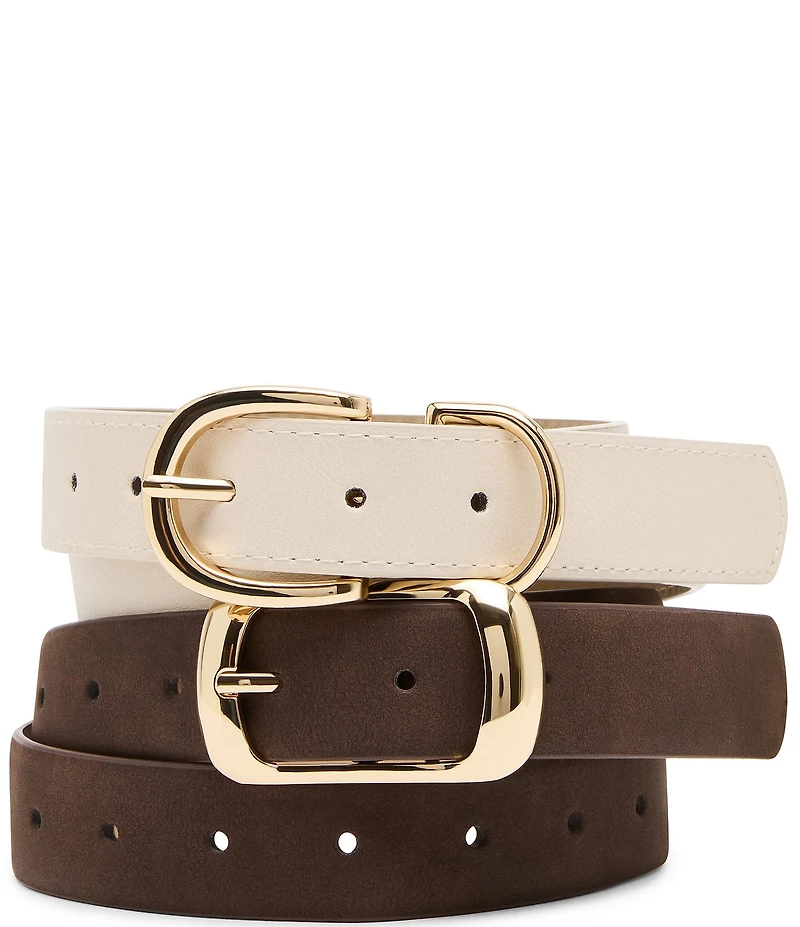Dillard's 1.25#double; Distressed And Nubuck 2 For 1 Belt Set