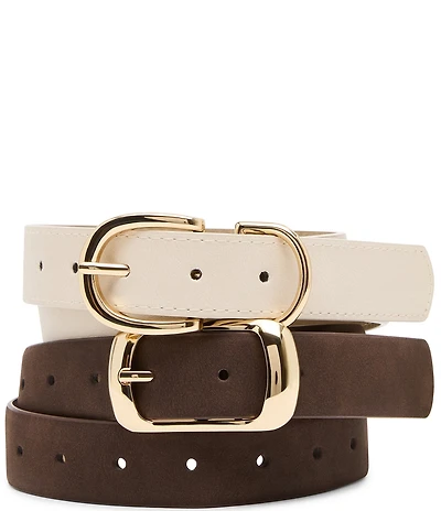 Dillard's 1.25#double; Distressed And Nubuck 2 For 1 Belt Set
