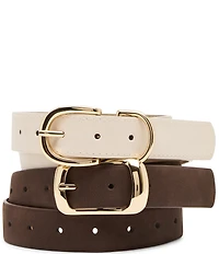Dillard's 1.25#double; Distressed And Nubuck 2 For 1 Belt Set