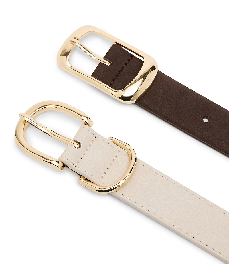 Dillard's 1.25#double; Distressed And Nubuck 2 For 1 Belt Set
