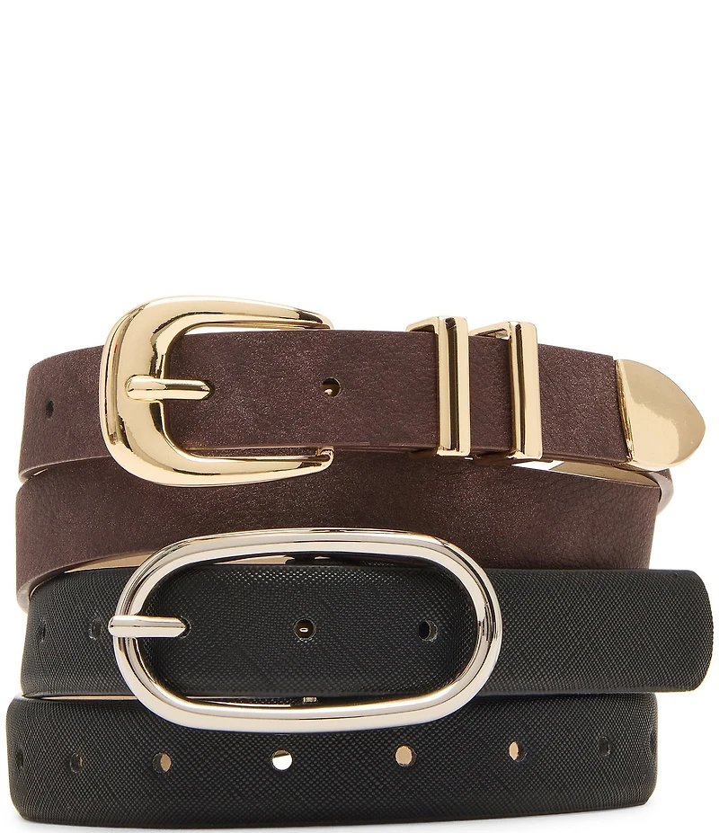 Dillard's 1.25#double; Nubuck & 1.18#double; Full Perforated Feathered Edge Saffiano 2 For 1 Belt Set