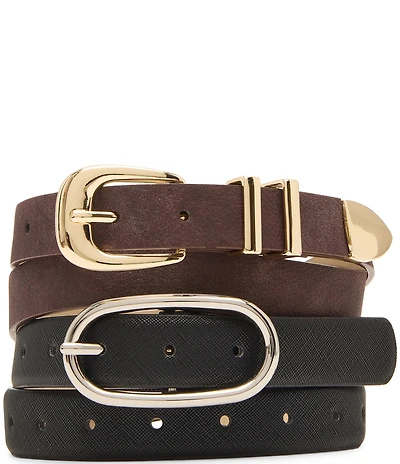 Dillard's 1.25#double; Nubuck & 1.18#double; Full Perforated Feathered Edge Saffiano 2 For 1 Belt Set