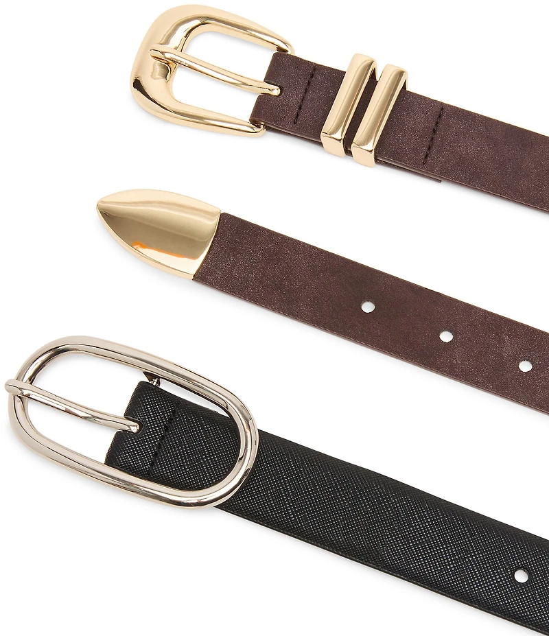 Dillard's 1.25#double; Nubuck & 1.18#double; Full Perforated Feathered Edge Saffiano 2 For 1 Belt Set