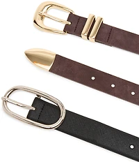 Dillard's 1.25#double; Nubuck & 1.18#double; Full Perforated Feathered Edge Saffiano 2 For 1 Belt Set