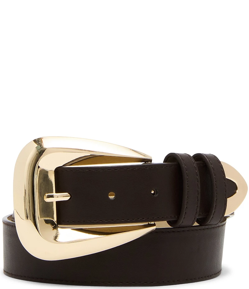 Dillard's 1.29#double; Topstitched Textured Flared Buckle Belt