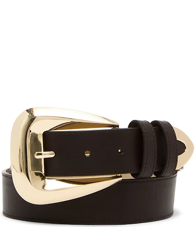 Dillard's 1.29#double; Topstitched Textured Flared Buckle Belt