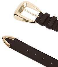 Dillard's 1.29#double; Topstitched Textured Flared Buckle Belt