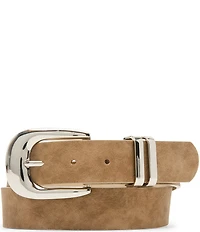 Dillard's 1.33#double; Nubuck with Puffy Buckle and Double Metal Keeper Belt