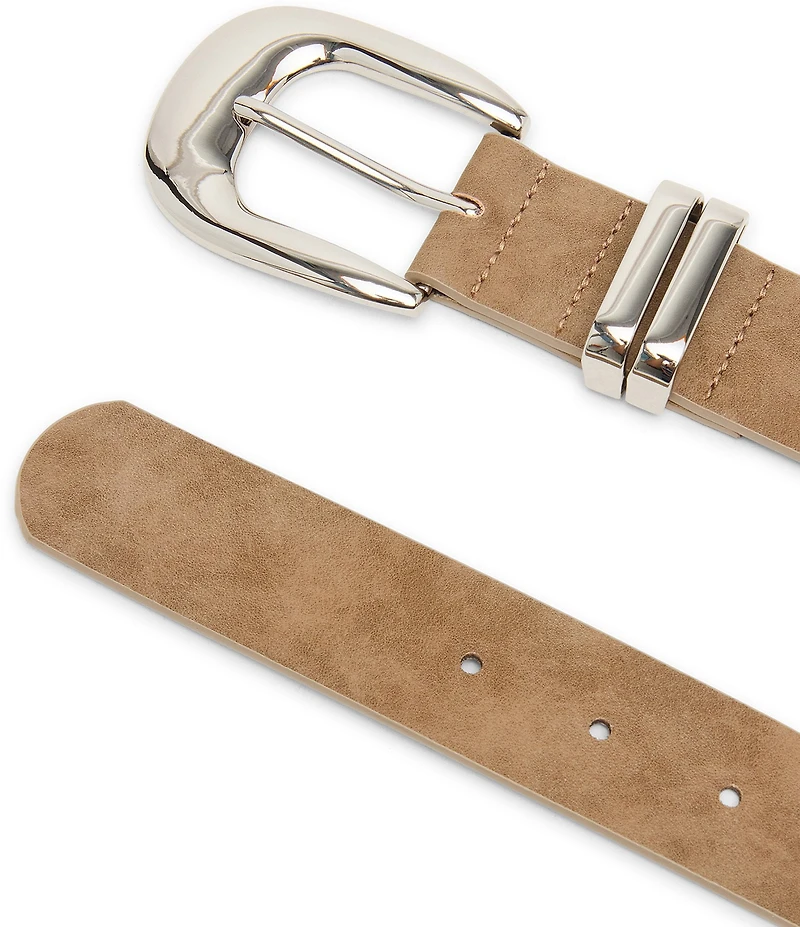 Dillard's 1.33#double; Nubuck with Puffy Buckle and Double Metal Keeper Belt